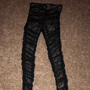 PrettyLittleThing Black Mesh Leggings